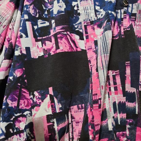 Style & Co Pink Abstract Print 3/4 Sleeve Blouse Top Plus Size‎ 2X - Picture 4 of 9